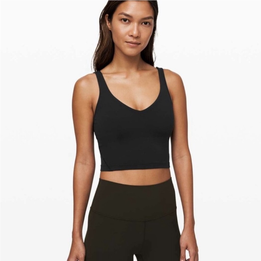Lululemon Align Tank Top Black Cropped Sz 6 Longline Sport Bra Pilates Barre Gym